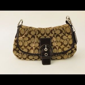 Vintage Coach Signature Jacquard Brown Canvas Handbag